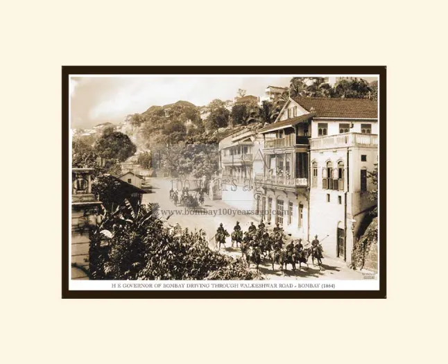 H E Governor of Bombay Driving through Walkeshwar Road Year-1864 (Code : 151) Image