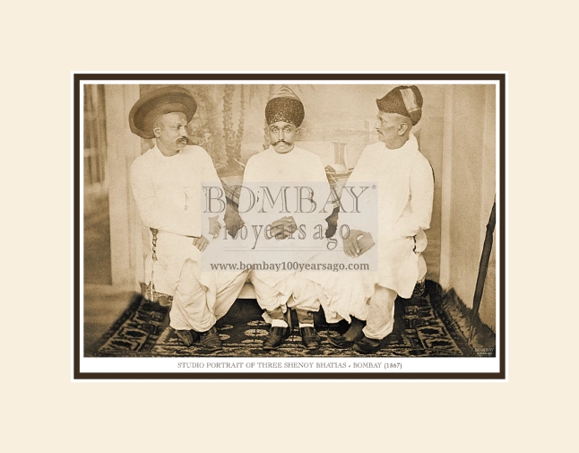 Studio Portrait of Three Shenoy Bhatias Bombay Year-1867 Image